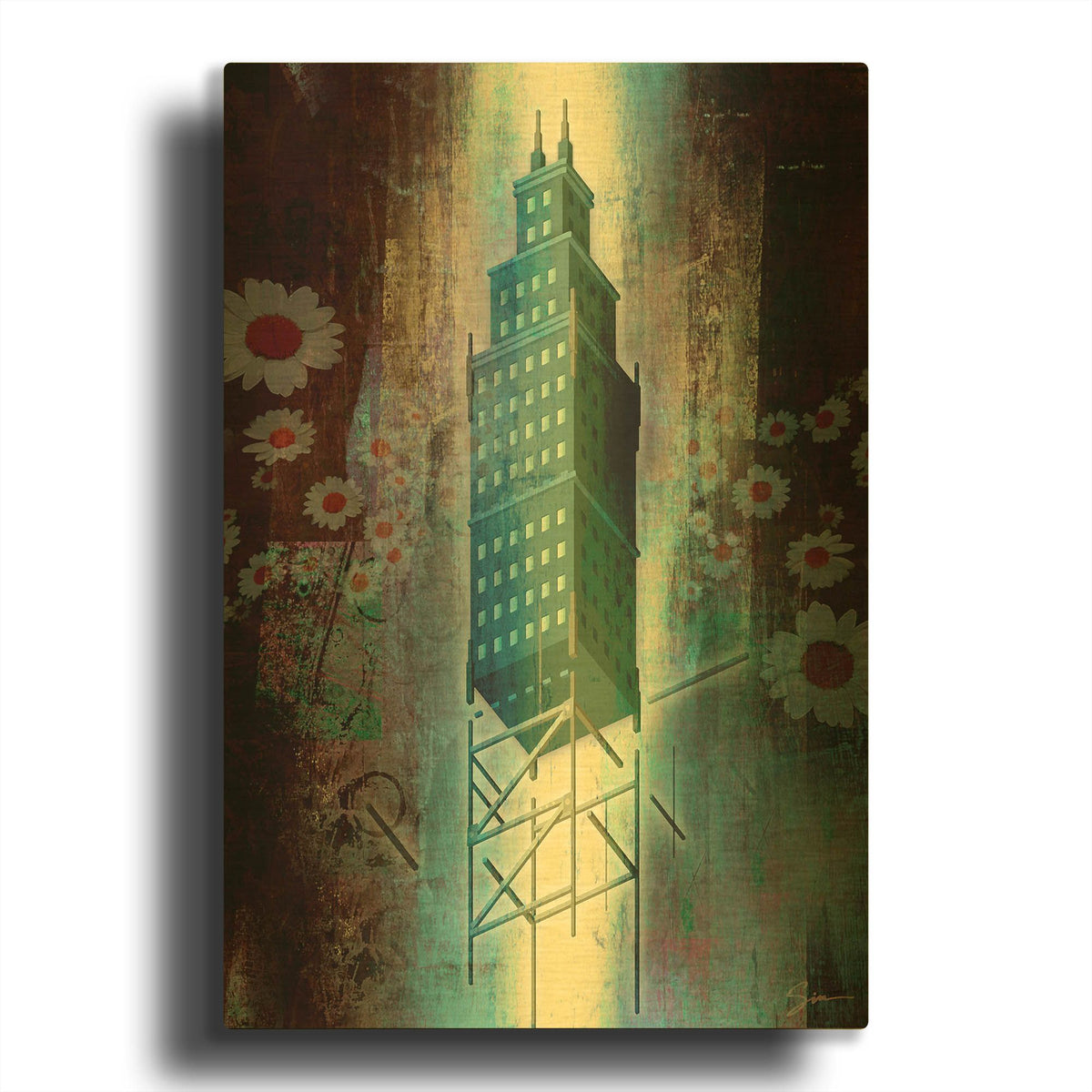 'Spring Time In The City' By Greg Simanson Gold Metal Wall Art
