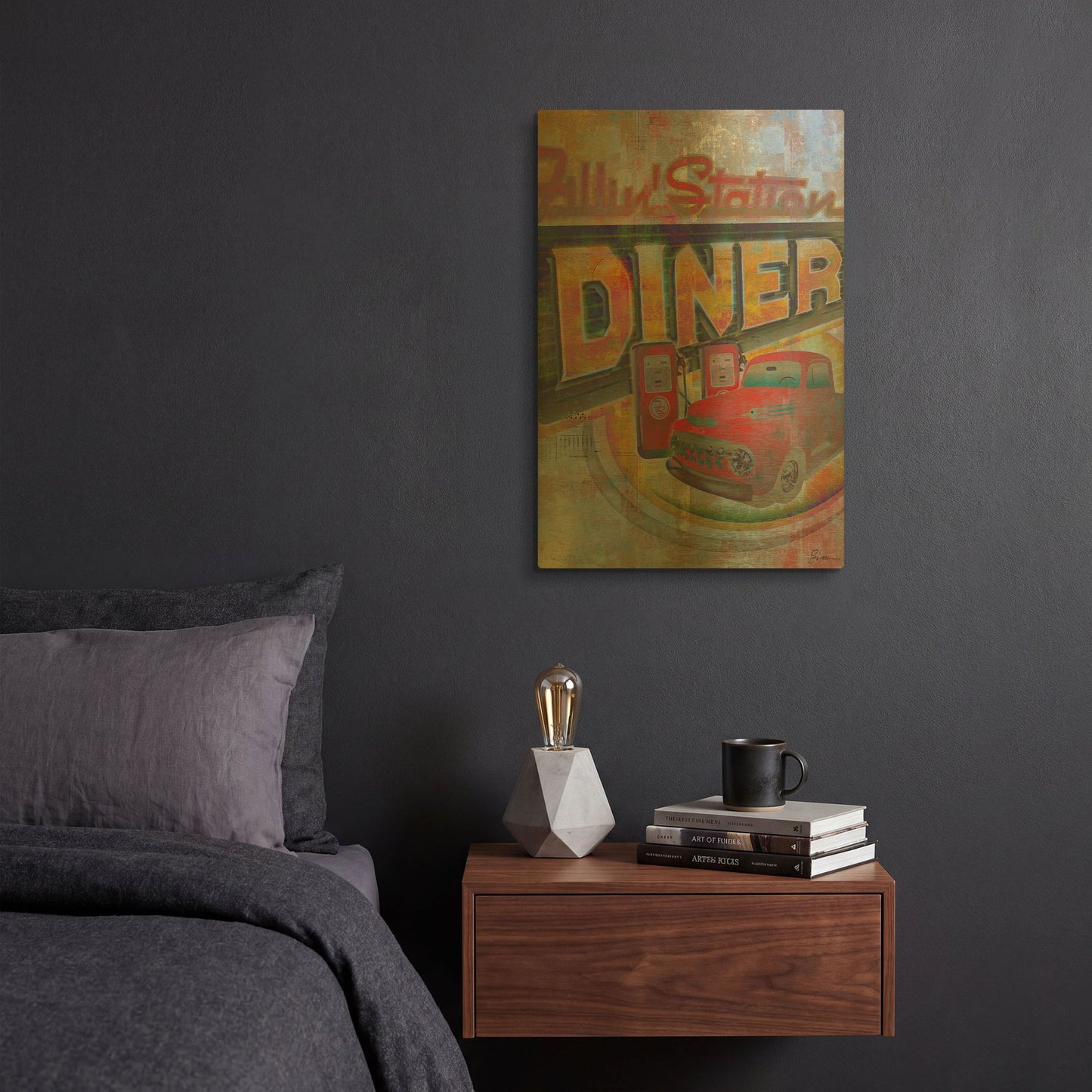 'Fillin Station' By Greg Simanson Gold Metal Wall Art