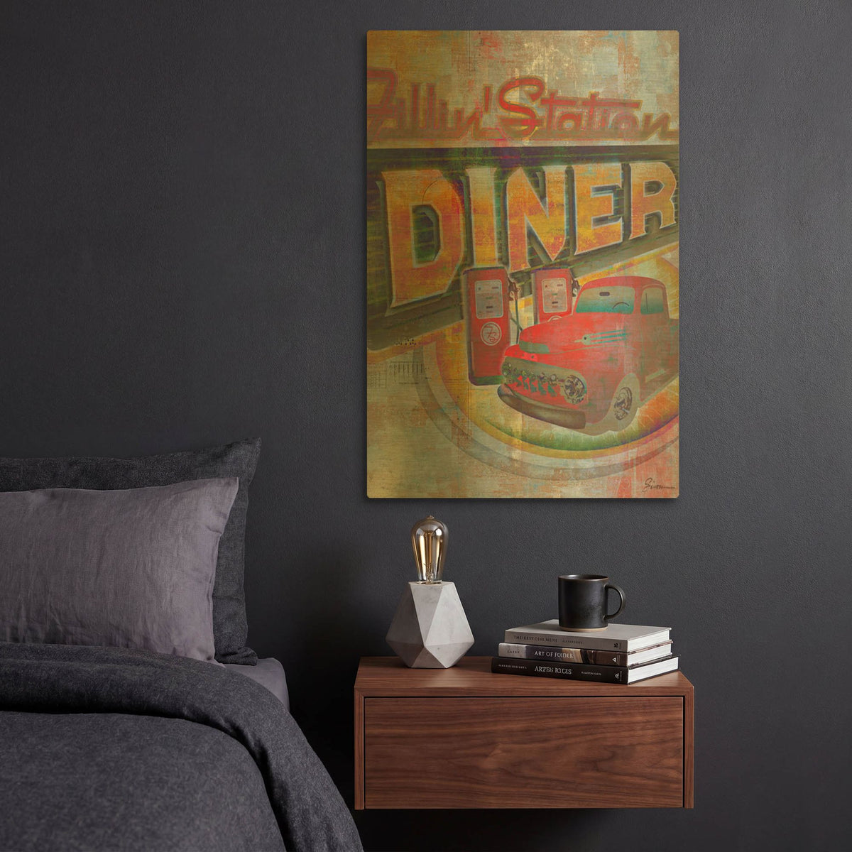 'Fillin Station' By Greg Simanson Gold Metal Wall Art