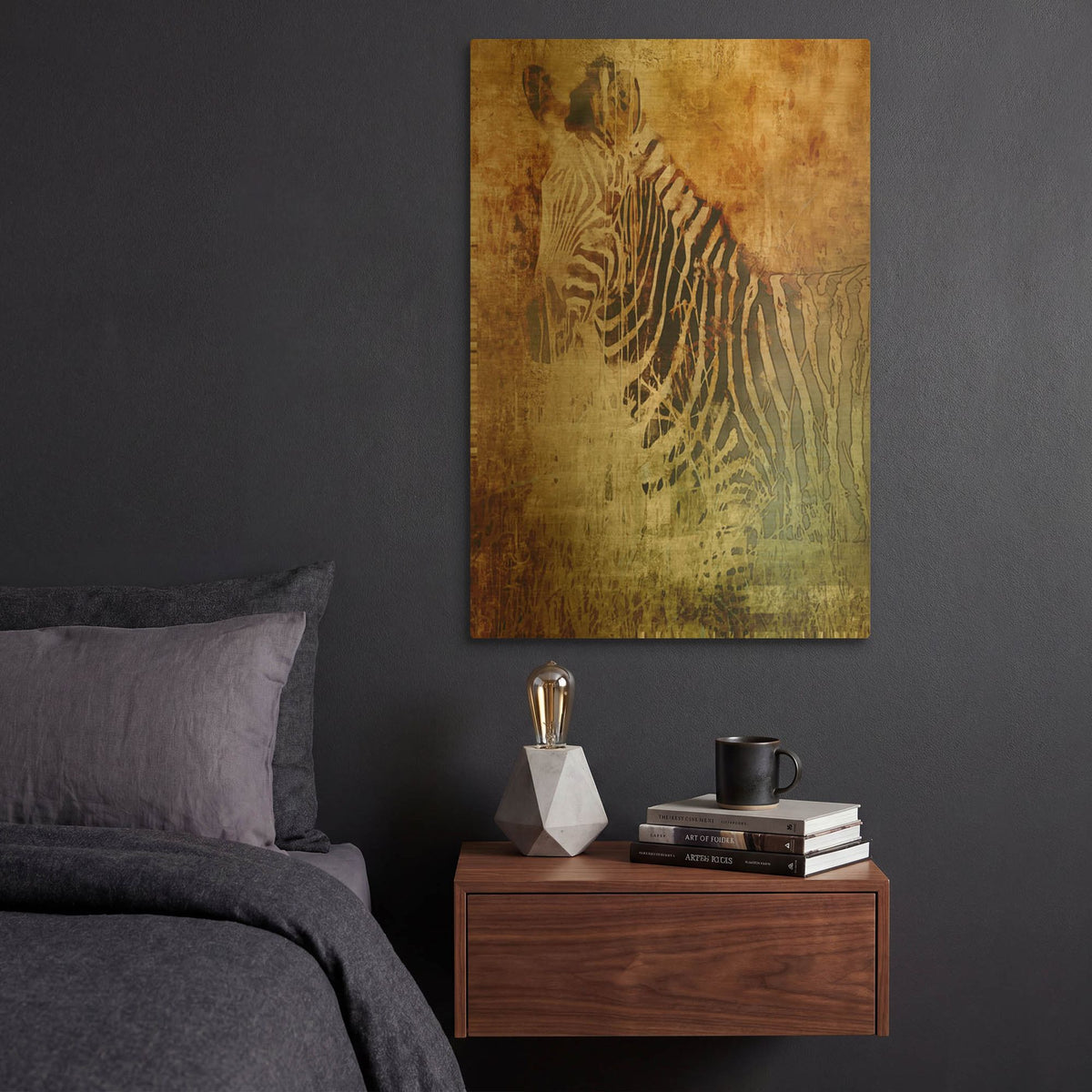 'Africa Zebra' By Greg Simanson Gold Metal Wall Art