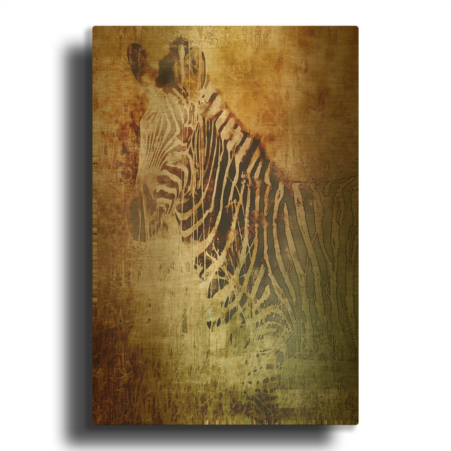 'Africa Zebra' By Greg Simanson Gold Metal Wall Art