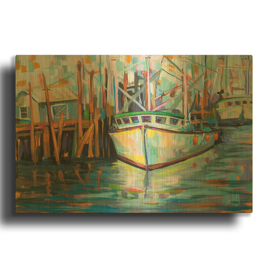 'At the Dock' By Jeanette Vertentes Gold Metal Wall Art