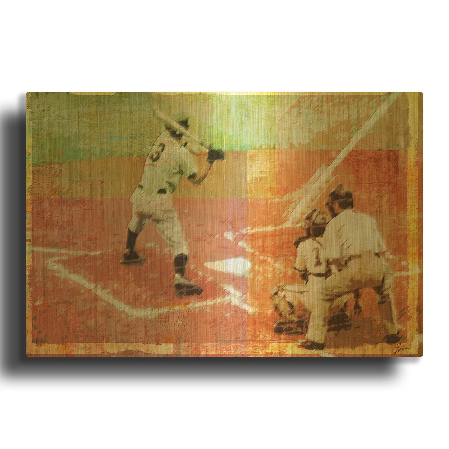 'Baseball 2' By Greg Simanson Gold Metal Wall Art