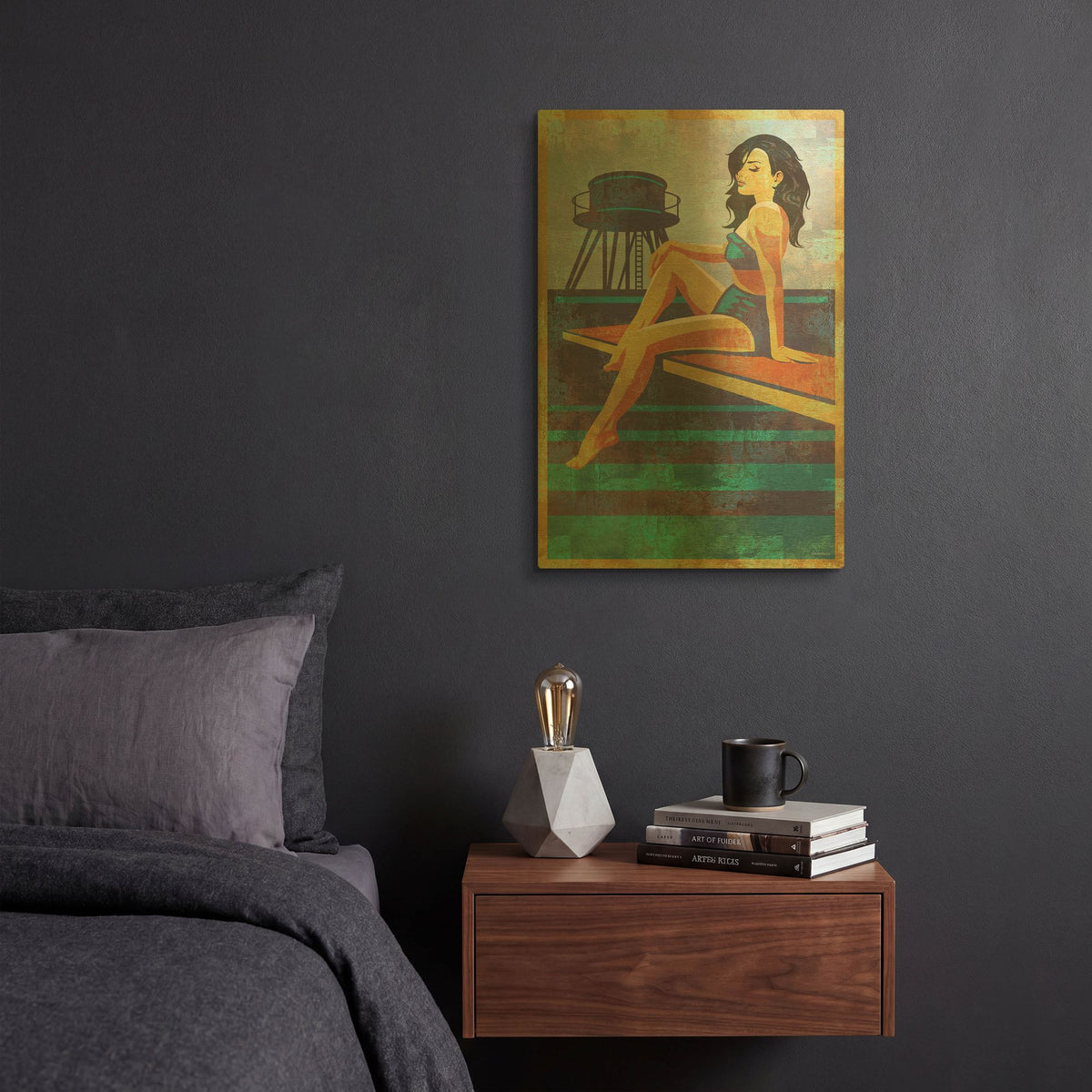 'Diving Belle' By Greg Simanson Gold Metal Wall Art