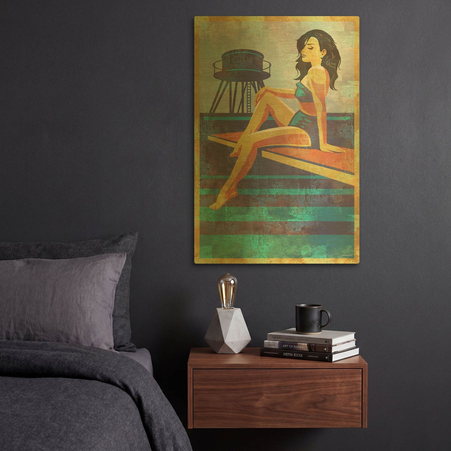 'Diving Belle' By Greg Simanson Gold Metal Wall Art