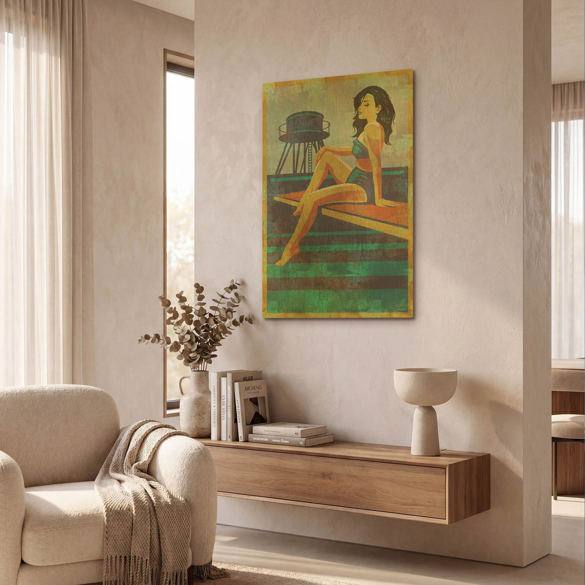 'Diving Belle' By Greg Simanson Gold Metal Wall Art