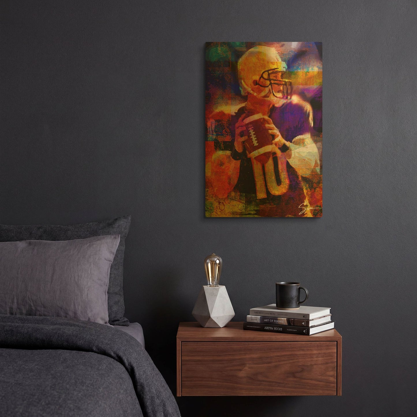 'Football 2' By Greg Simanson Gold Metal Wall Art