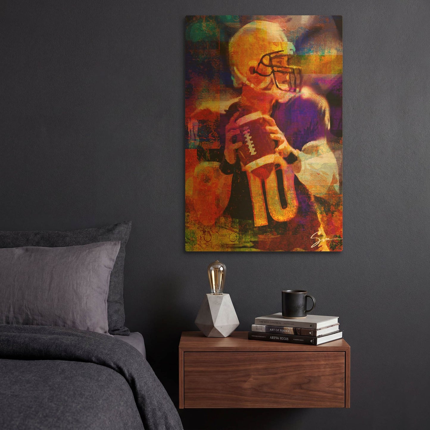 'Football 2' By Greg Simanson Gold Metal Wall Art