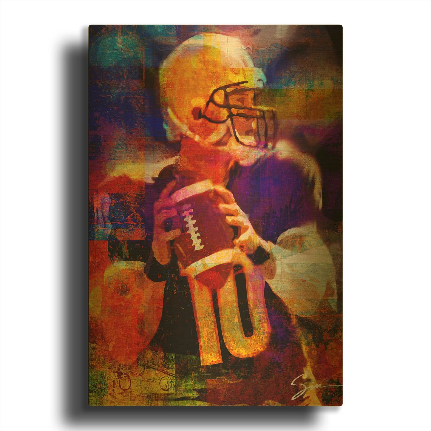 'Football 2' By Greg Simanson Gold Metal Wall Art