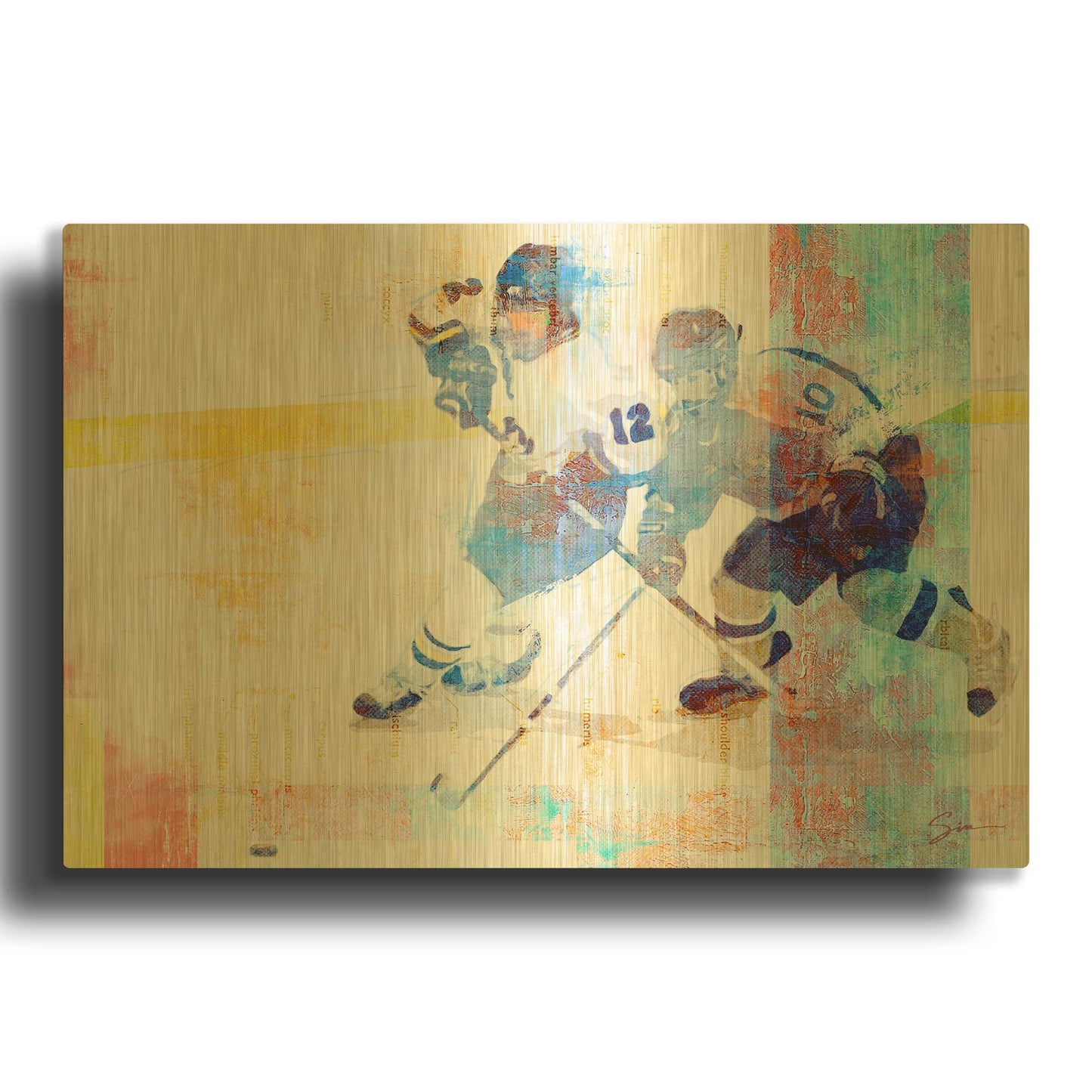 'Hockey' By Greg Simanson Gold Metal Wall Art