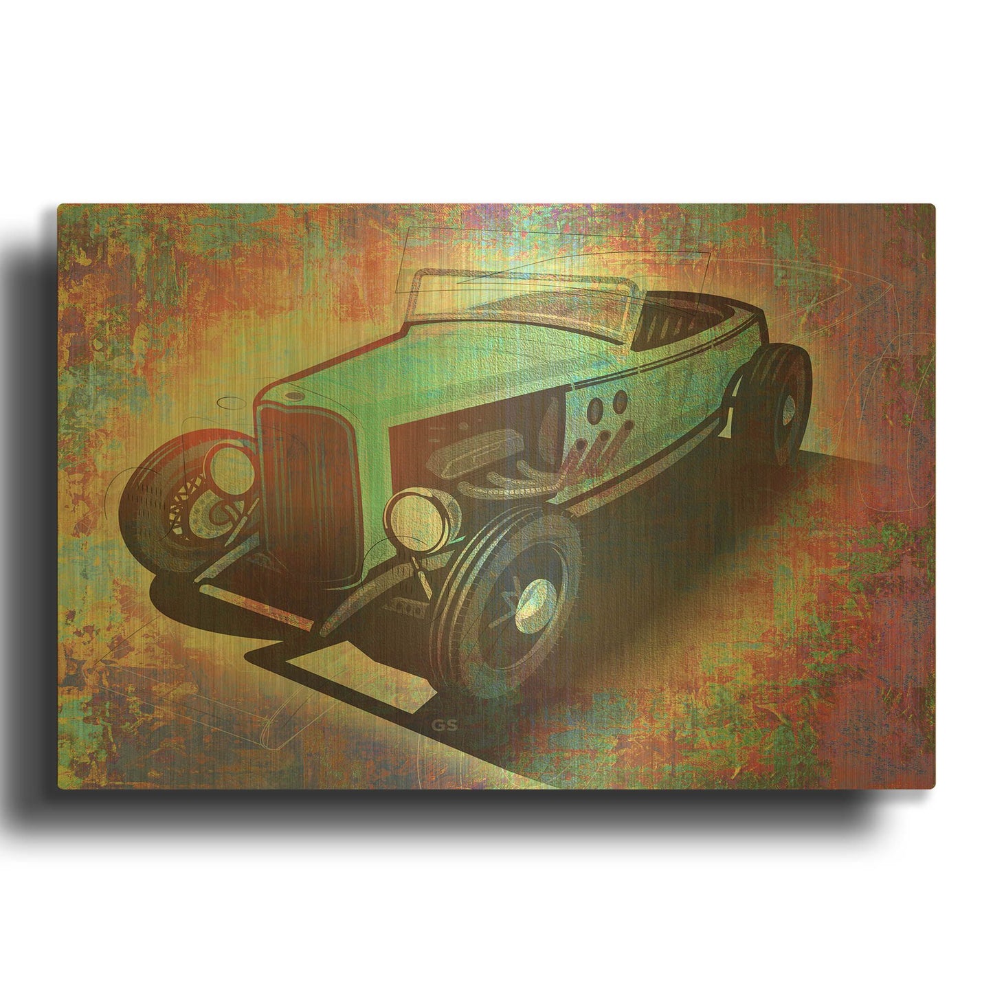 'Hotrod 17' By Greg Simanson Gold Metal Wall Art
