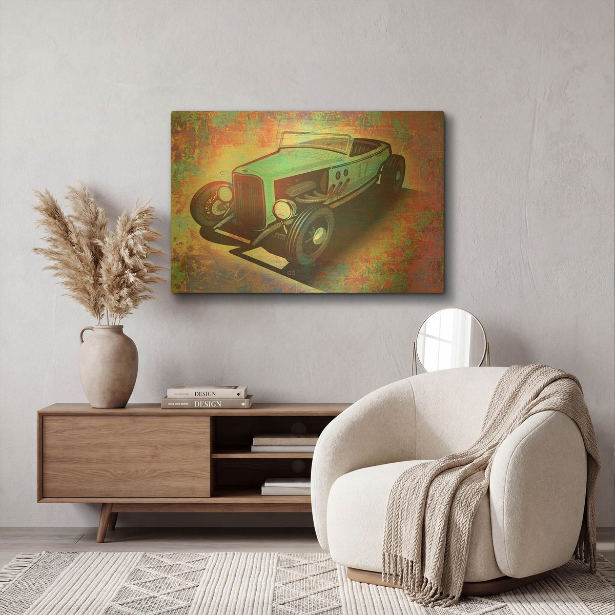 'Hotrod 17' By Greg Simanson Gold Metal Wall Art