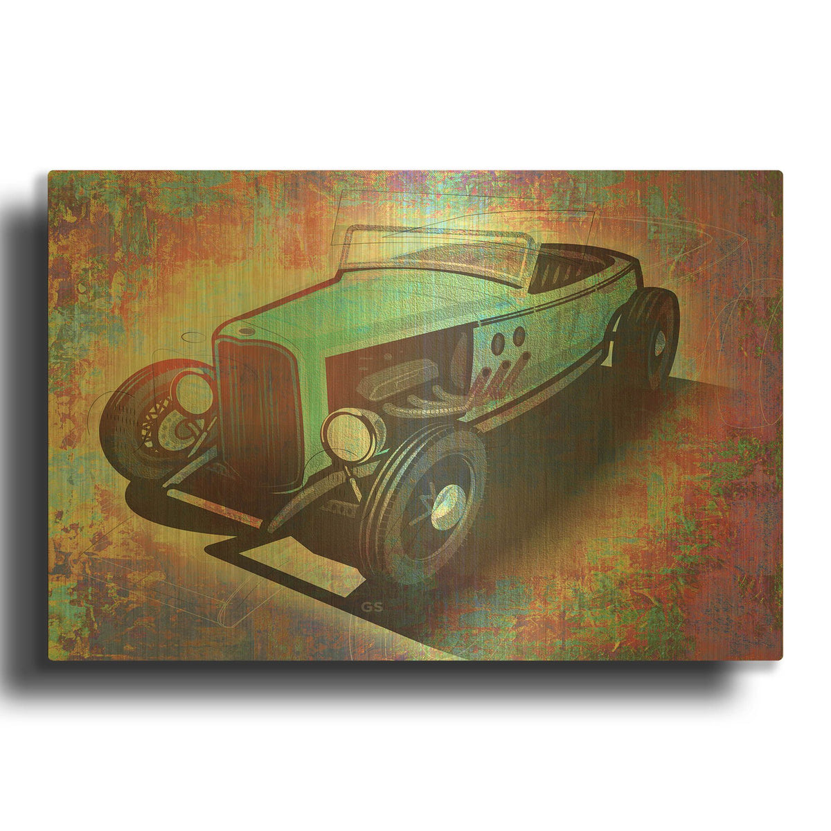 'Hotrod 17' By Greg Simanson Gold Metal Wall Art