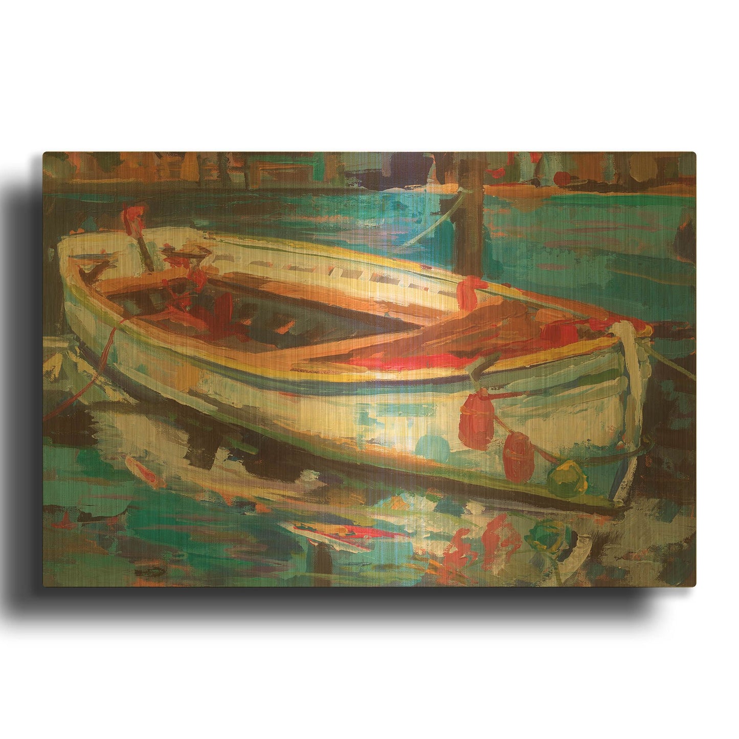 'Solo Boat' By Jeanette Vertentes Gold Metal Wall Art
