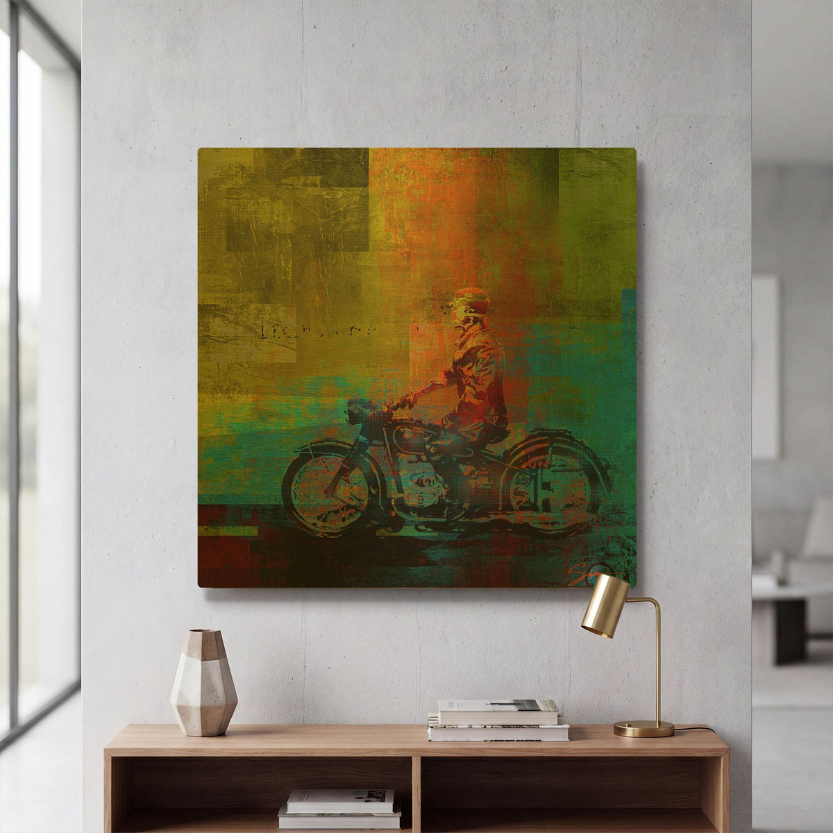 'Moto 1' By Greg Simanson Gold Metal Wall Art
