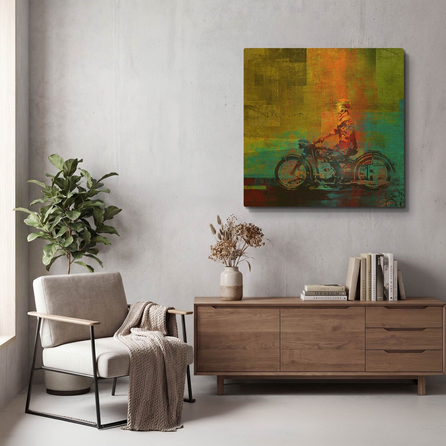 'Moto 1' By Greg Simanson Gold Metal Wall Art