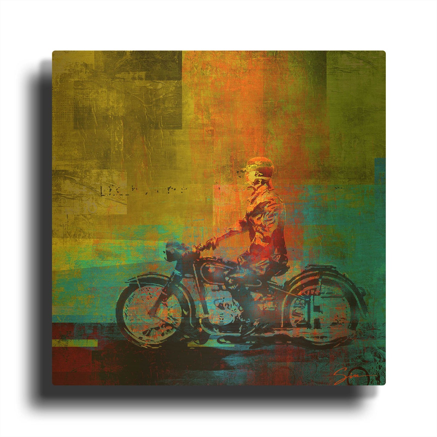 'Moto 1' By Greg Simanson Gold Metal Wall Art