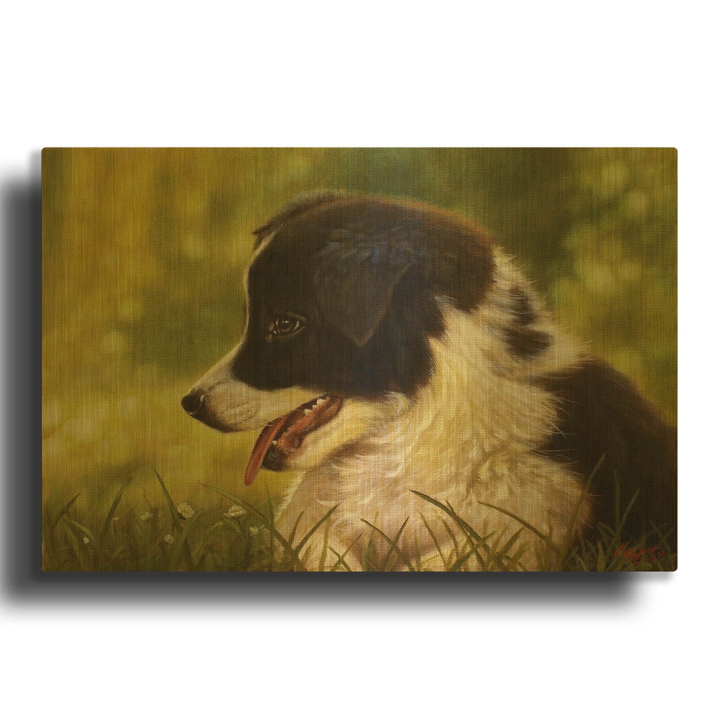'Border Collie Garden' By John Silver Gold Metal Wall Art