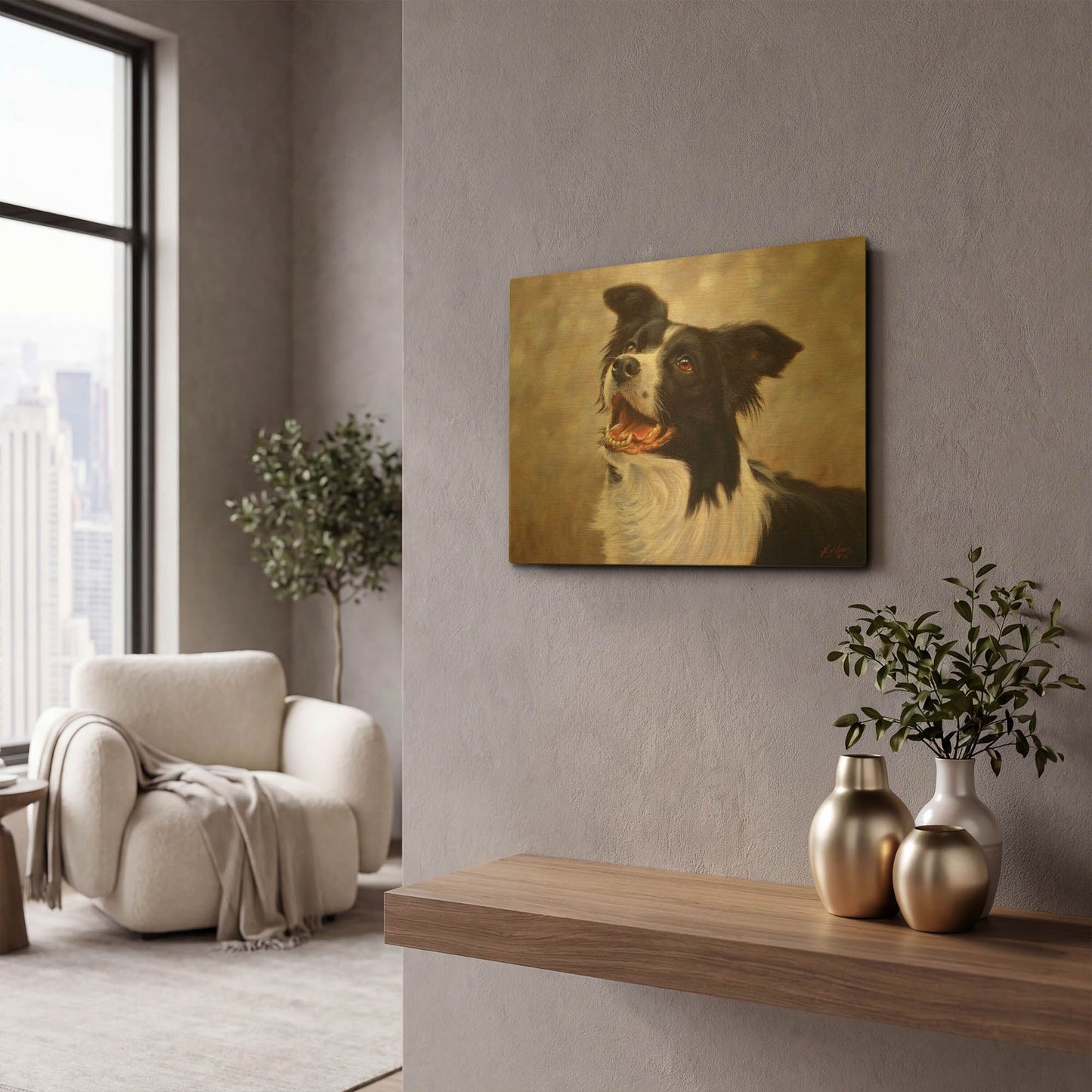 'Border Collie I Love You Dad' By John Silver Gold Metal Wall Art