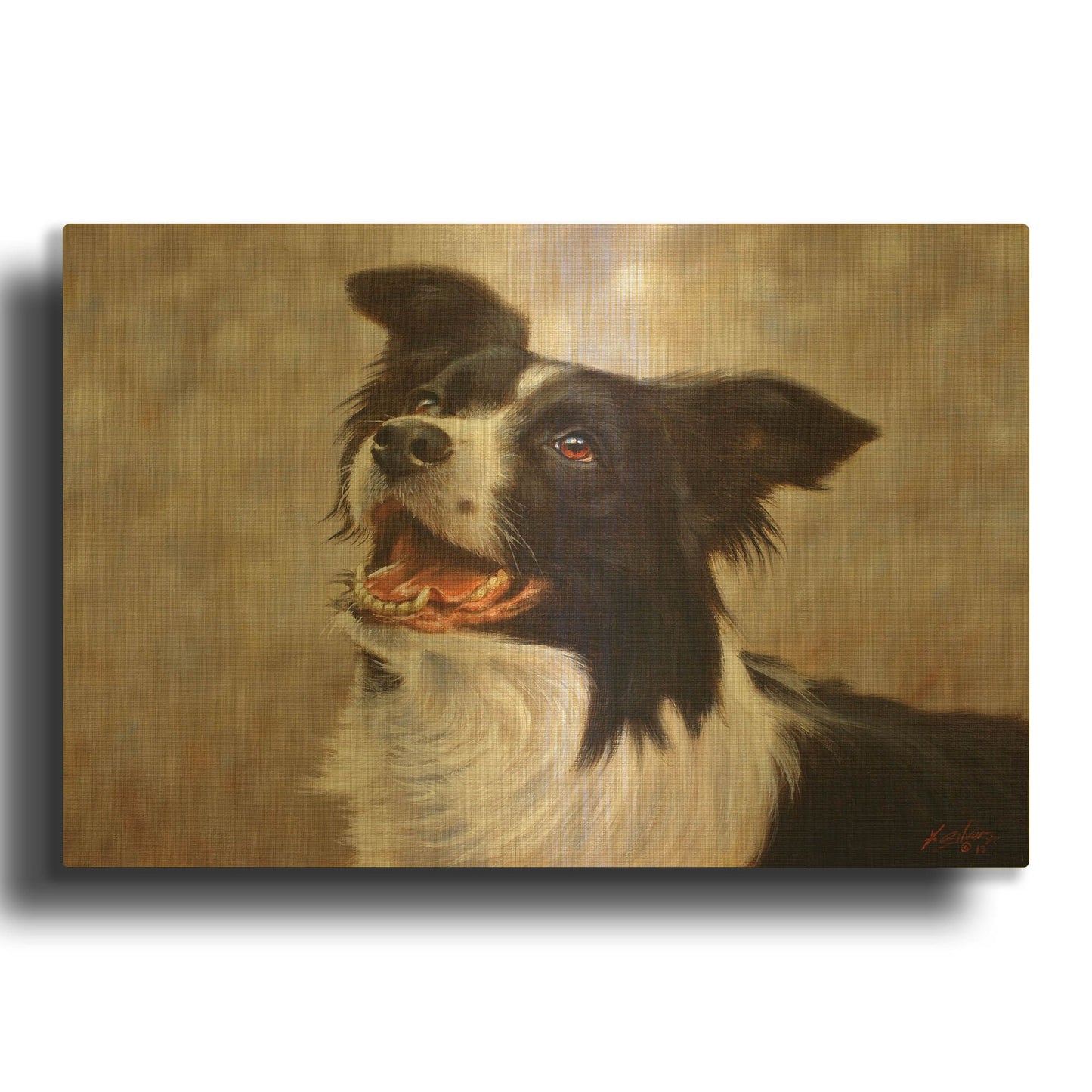 'Border Collie I Love You Dad' By John Silver Gold Metal Wall Art