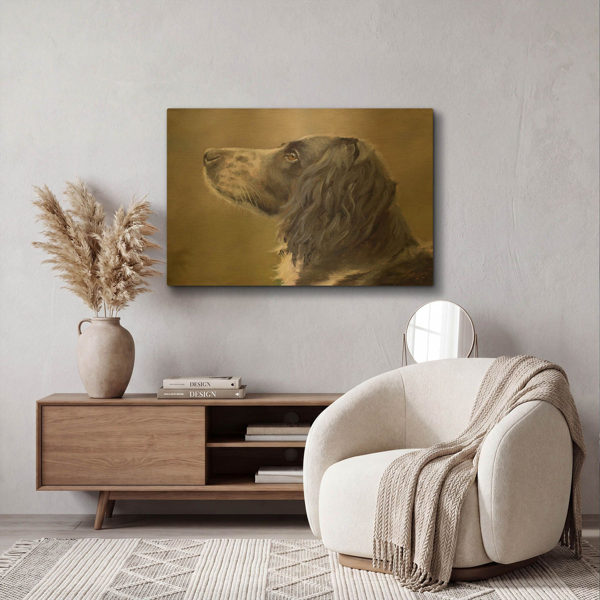 'Dog Wander' By John Silver Gold Metal Wall Art