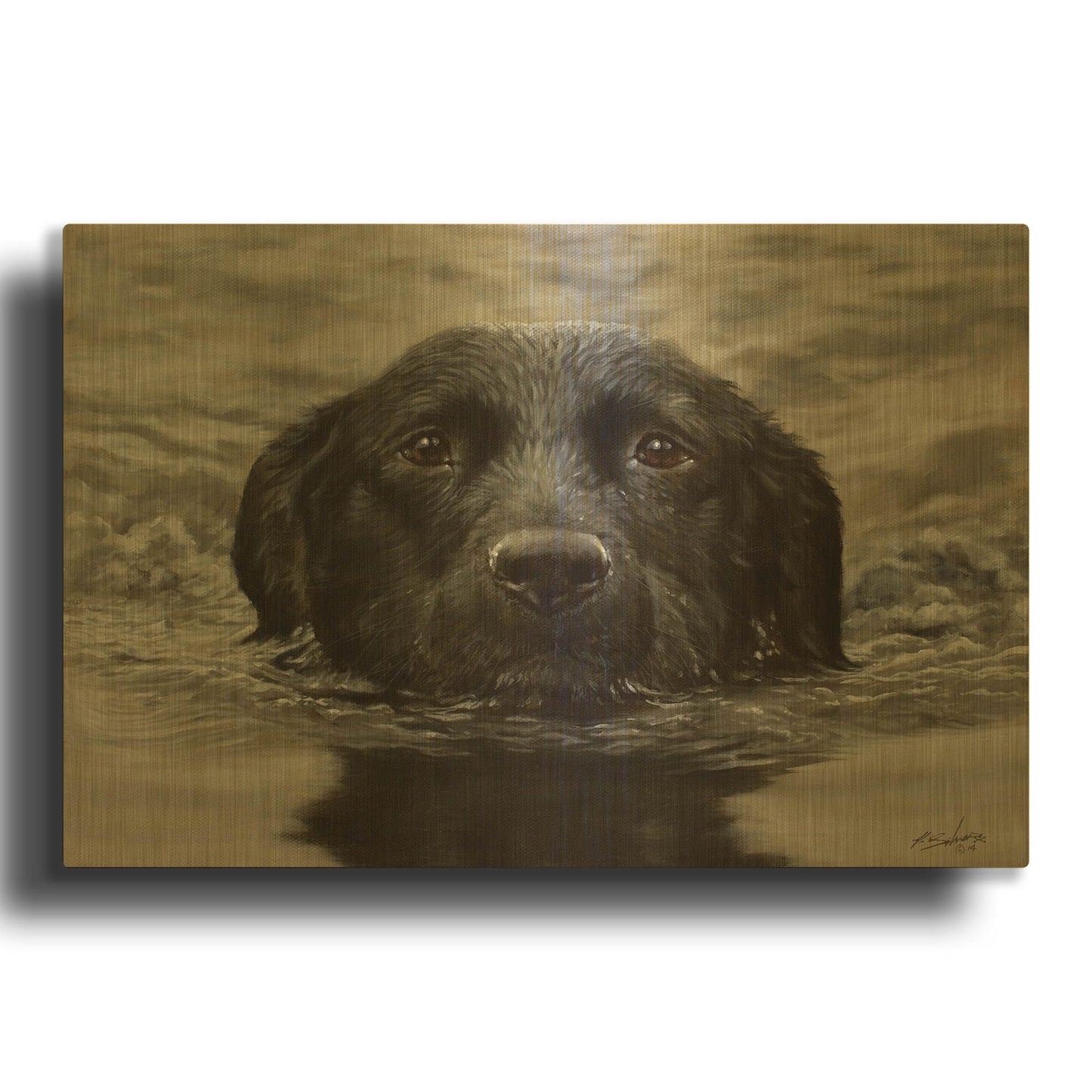 'Dog Shark' By John Silver Gold Metal Wall Art
