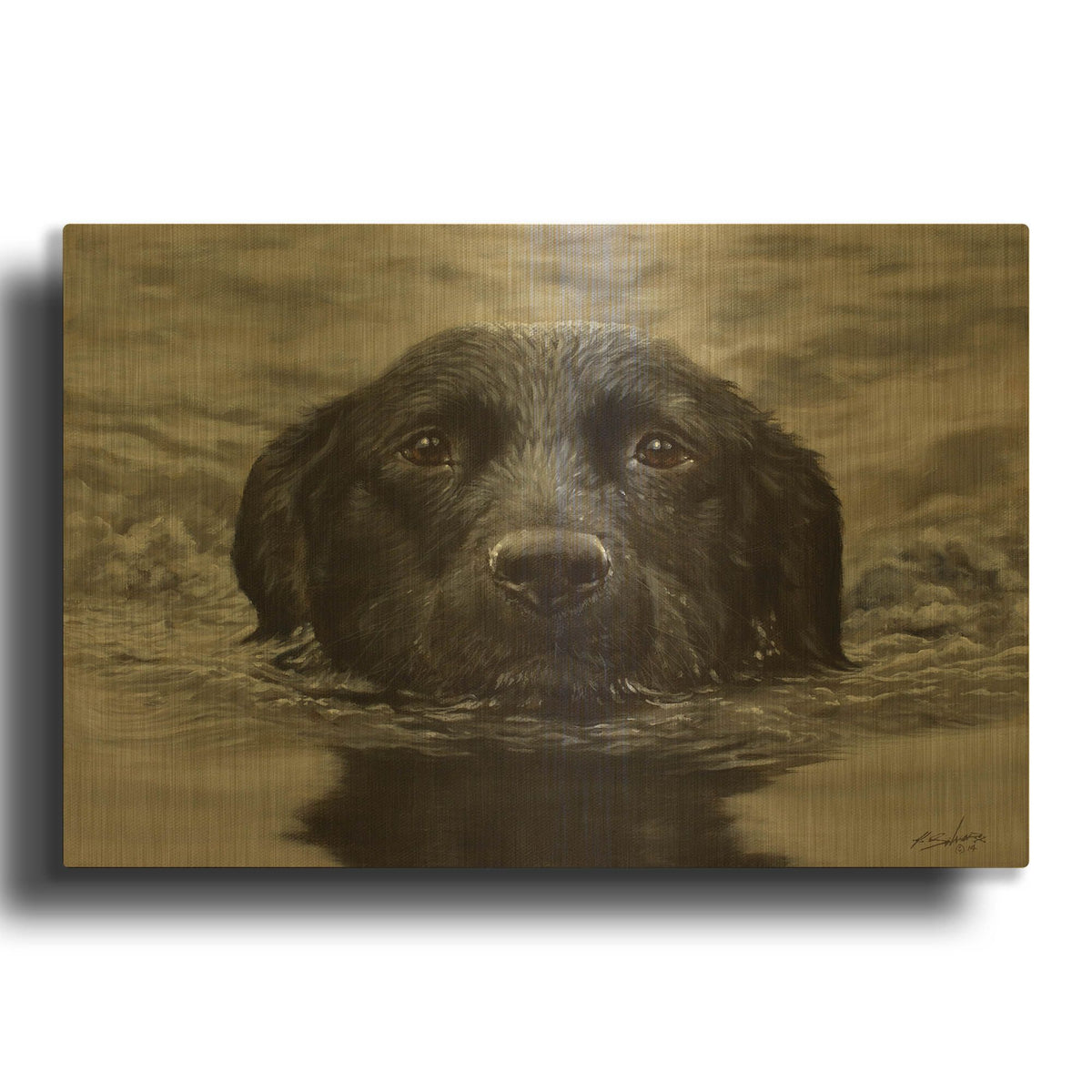 'Dog Shark' By John Silver Gold Metal Wall Art
