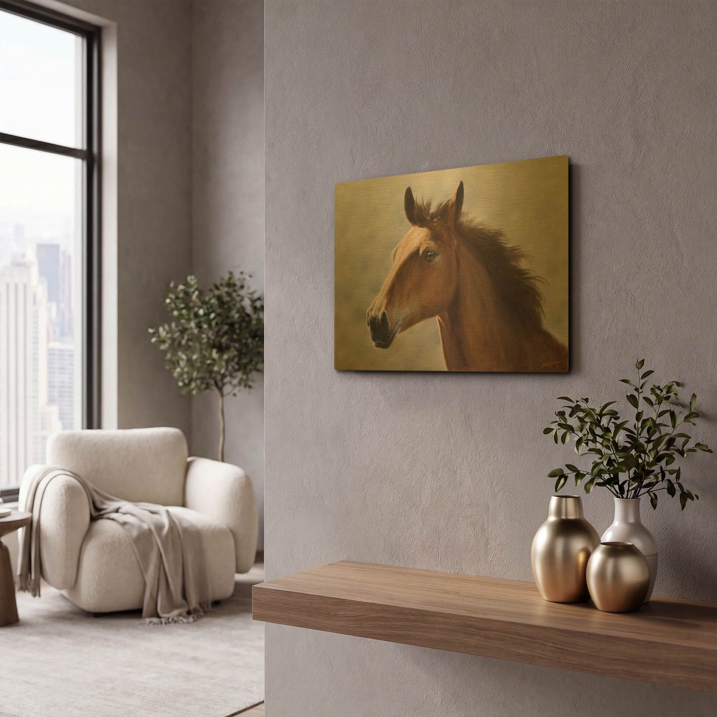 'Horse Thoughts' By John Silver Gold Metal Wall Art