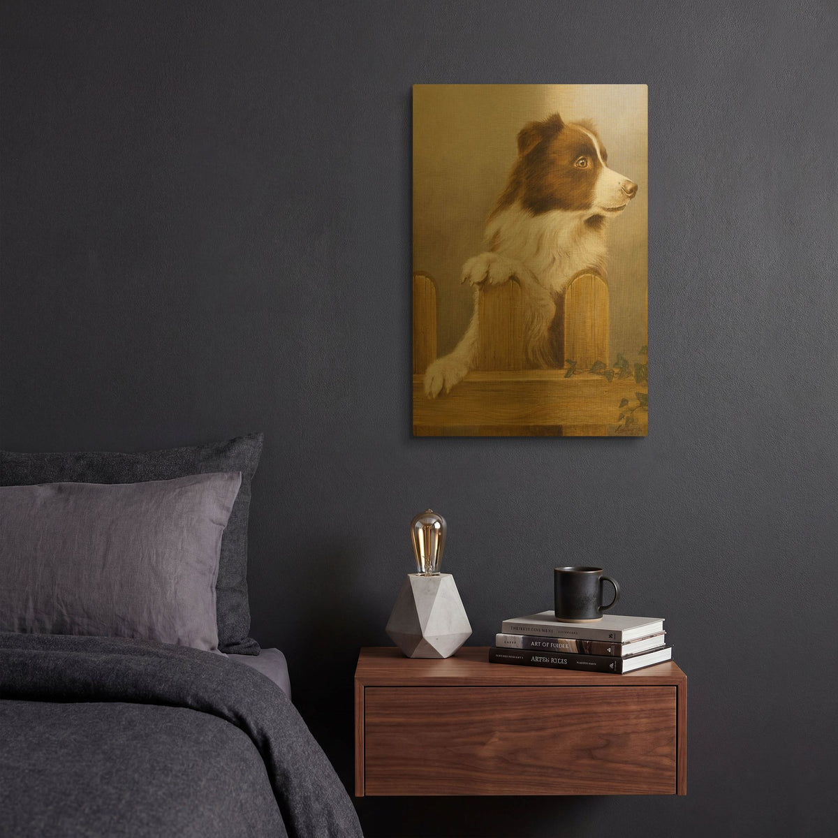 'Brown Collie' By John Silver Gold Metal Wall Art