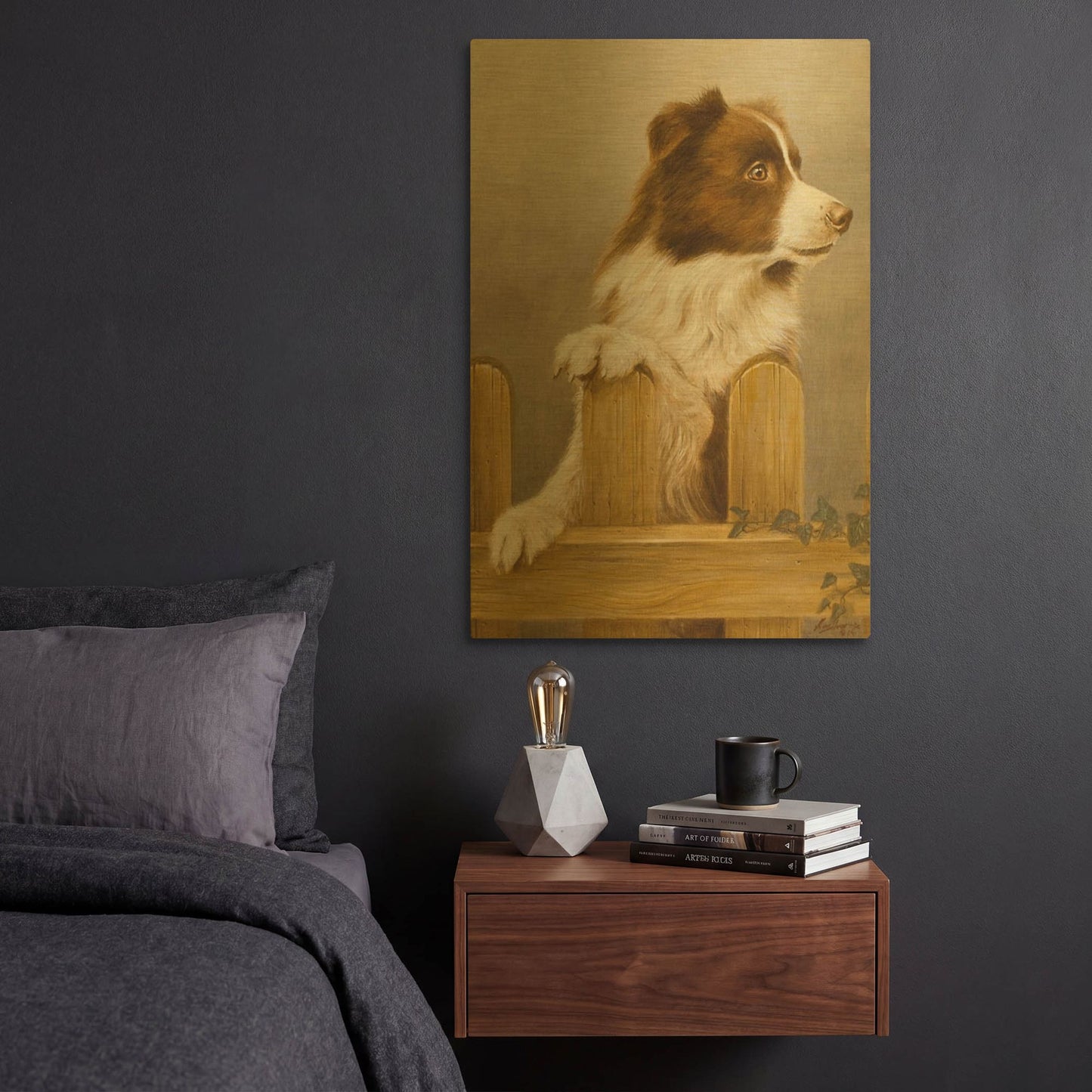 'Brown Collie' By John Silver Gold Metal Wall Art