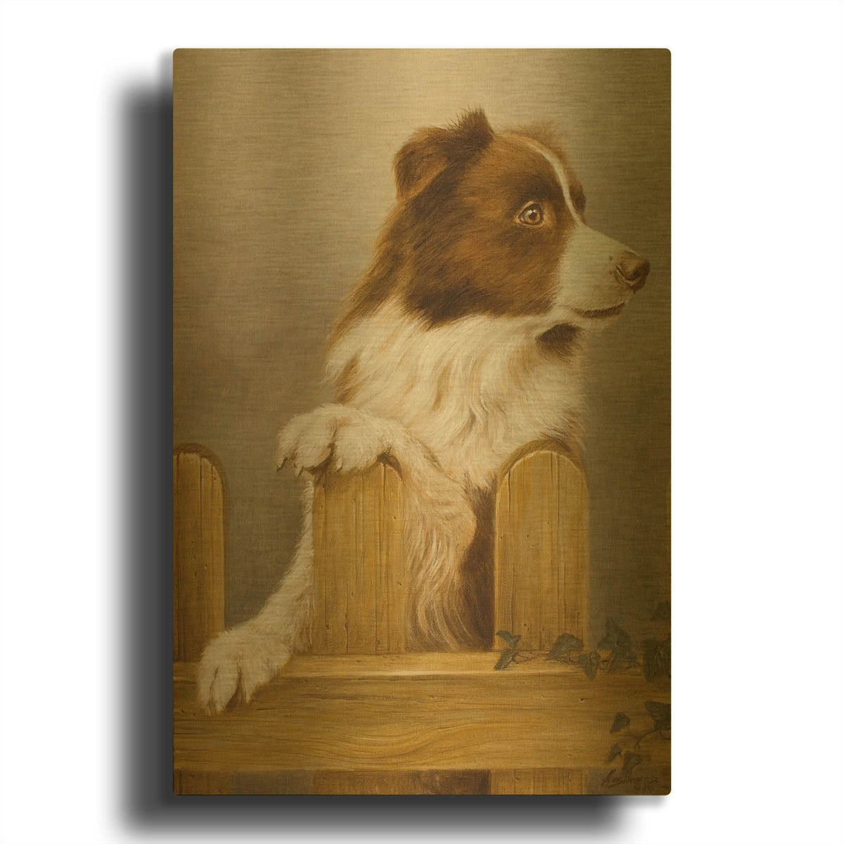 'Brown Collie' By John Silver Gold Metal Wall Art