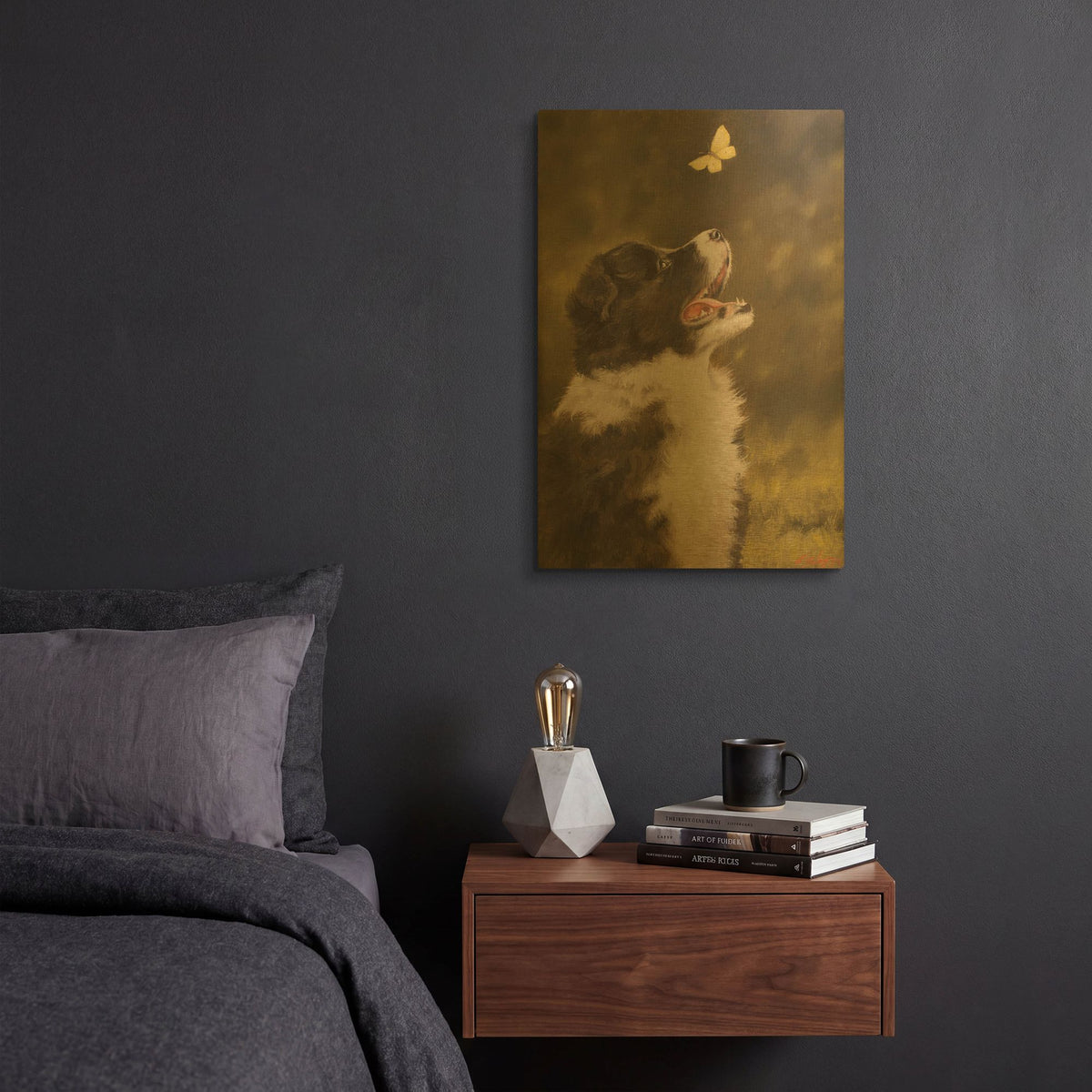 'Collie The Butterfly' By John Silver Gold Metal Wall Art