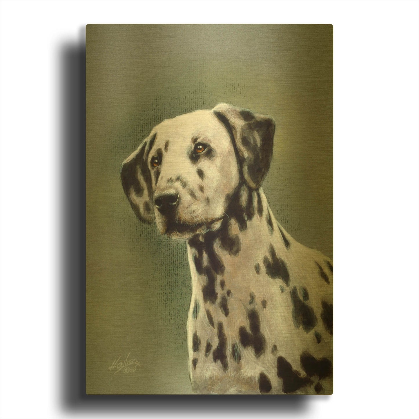'Puppy Eyes Dalmatian' By John Silver Gold Metal Wall Art