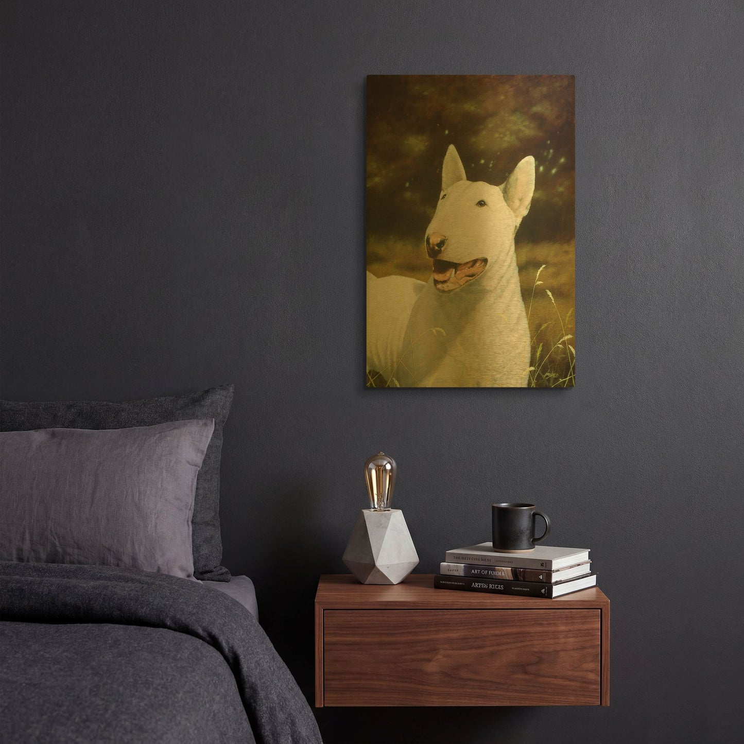 'Bull Terrier Smile' By John Silver Gold Metal Wall Art