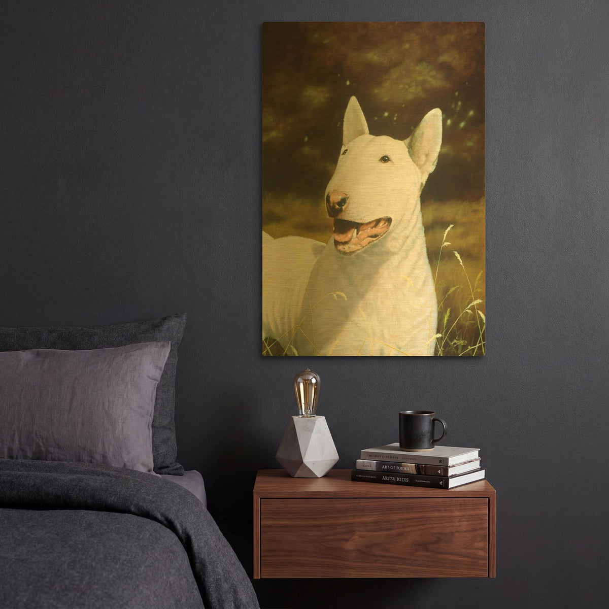 'Bull Terrier Smile' By John Silver Gold Metal Wall Art