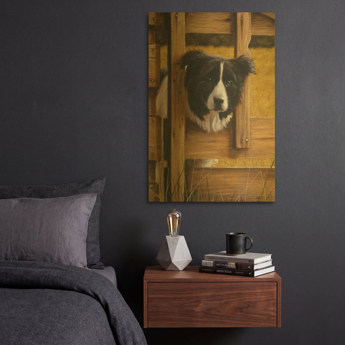 'Border Collie Exploring' By John Silver Gold Metal Wall Art