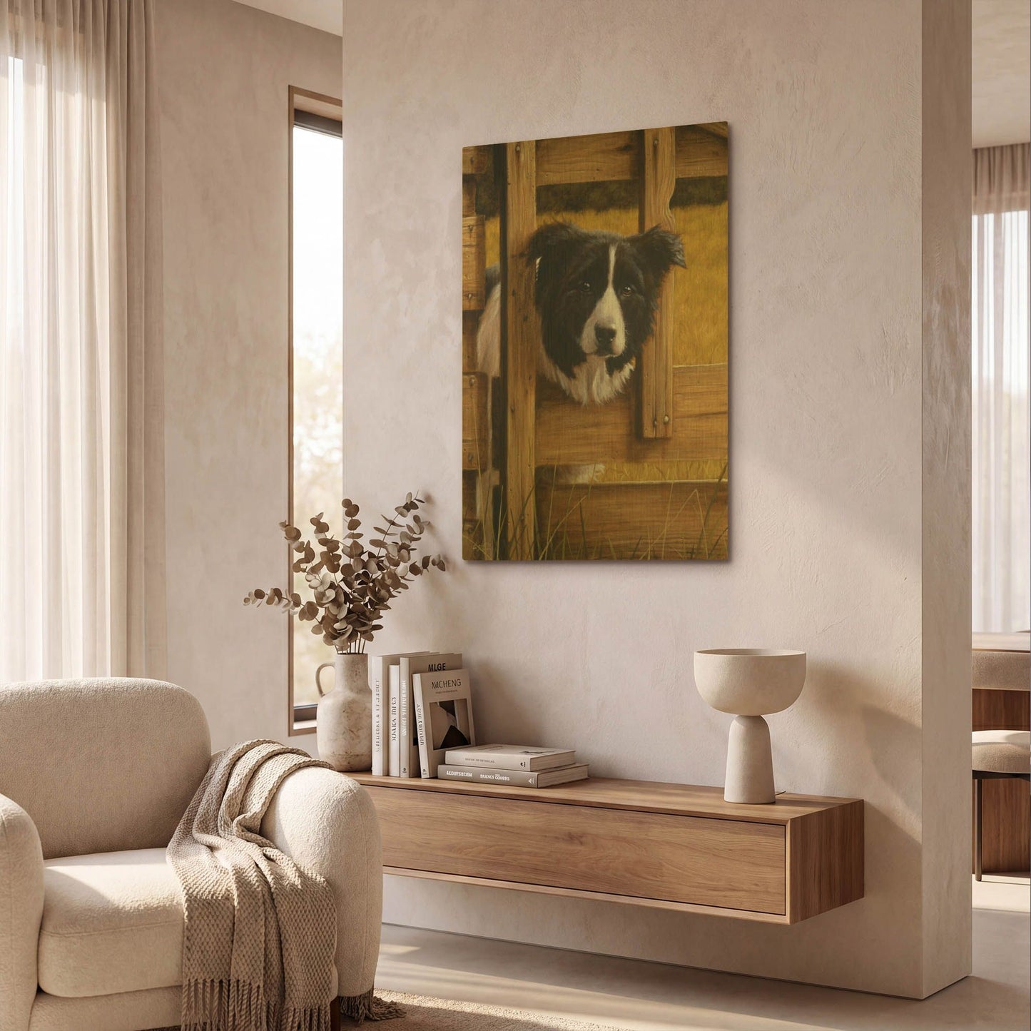 'Border Collie Exploring' By John Silver Gold Metal Wall Art