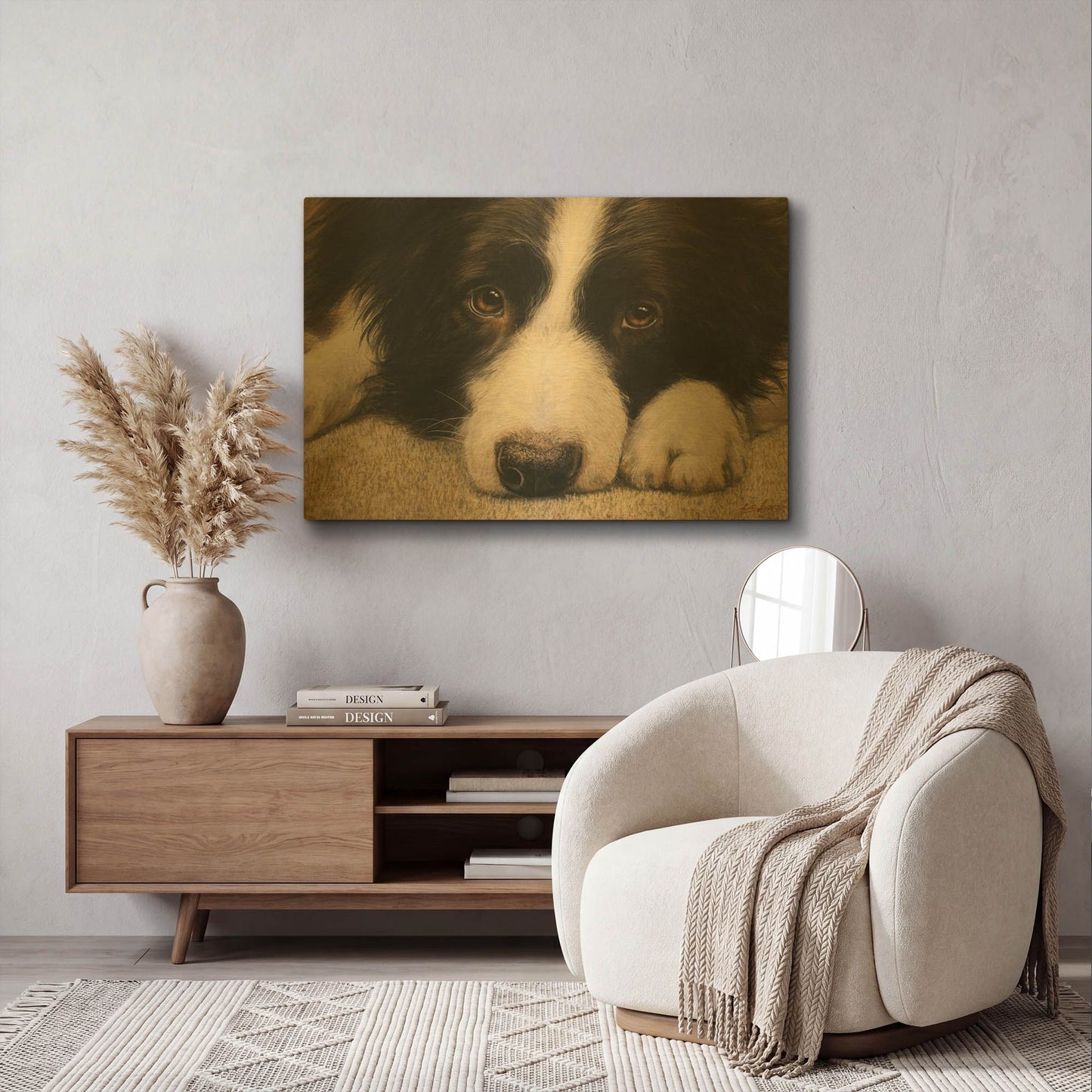 'Border Collie Love' By John Silver Gold Metal Wall Art