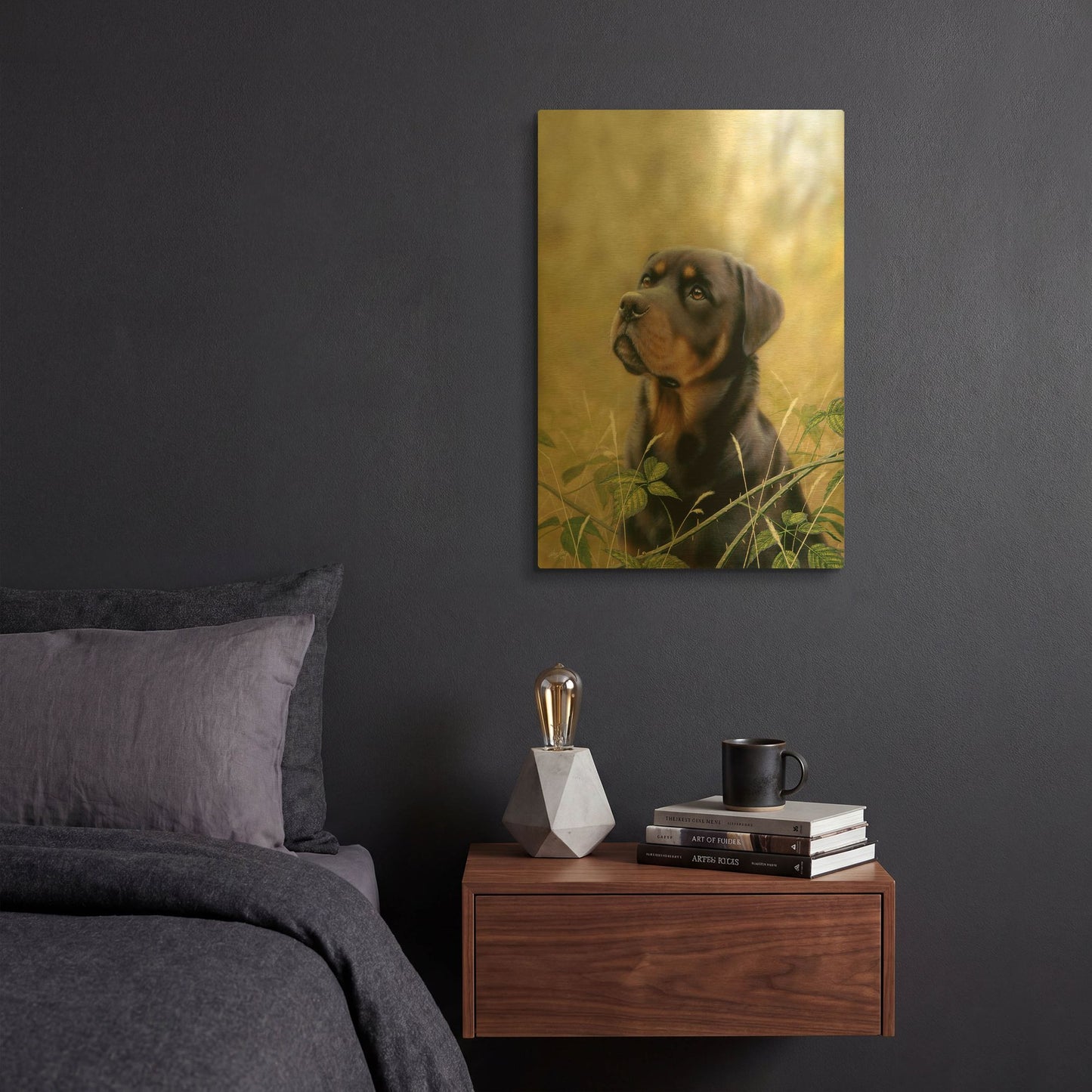 'Rottweiler Spirit Of Loyalty' By John Silver Gold Metal Wall Art