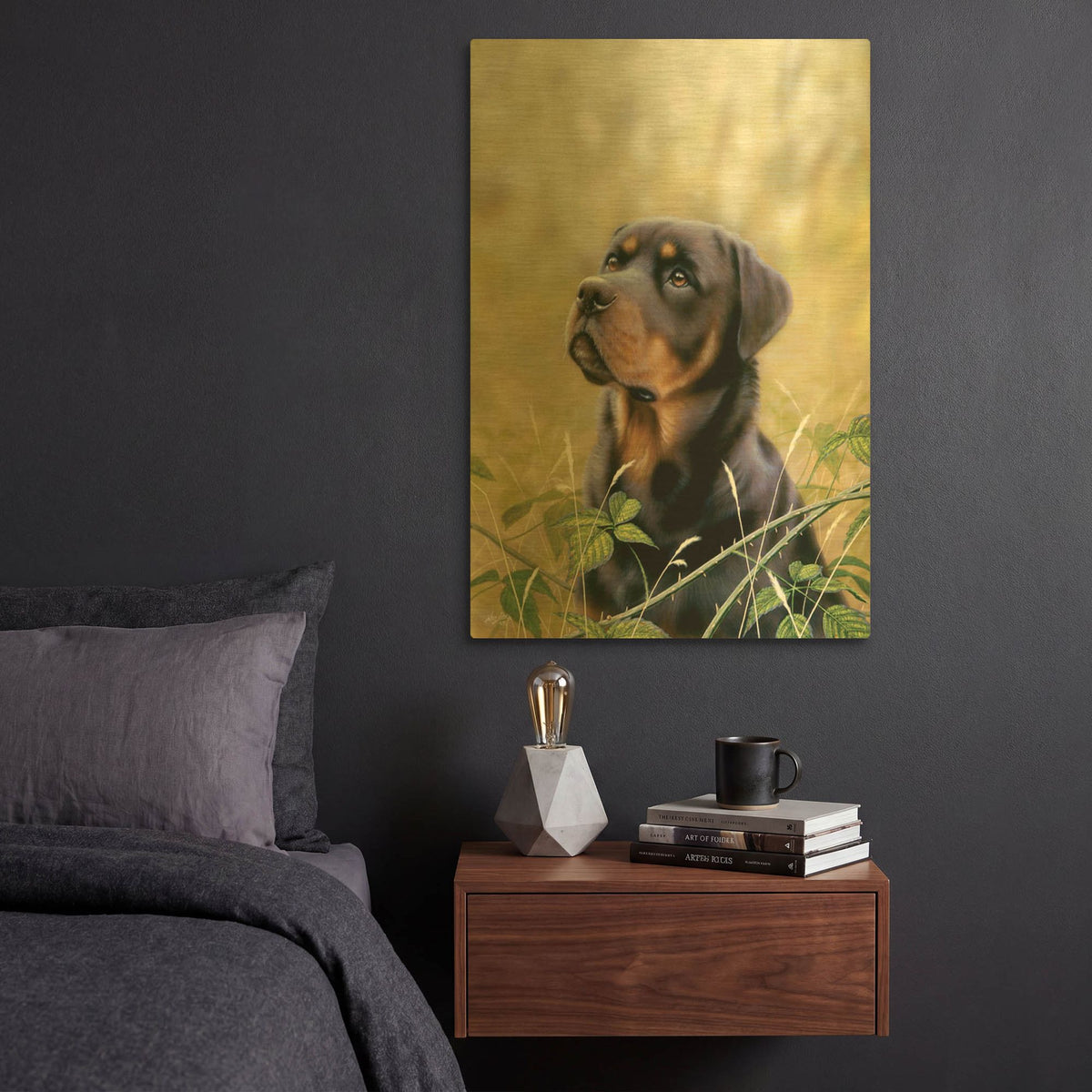 'Rottweiler Spirit Of Loyalty' By John Silver Gold Metal Wall Art