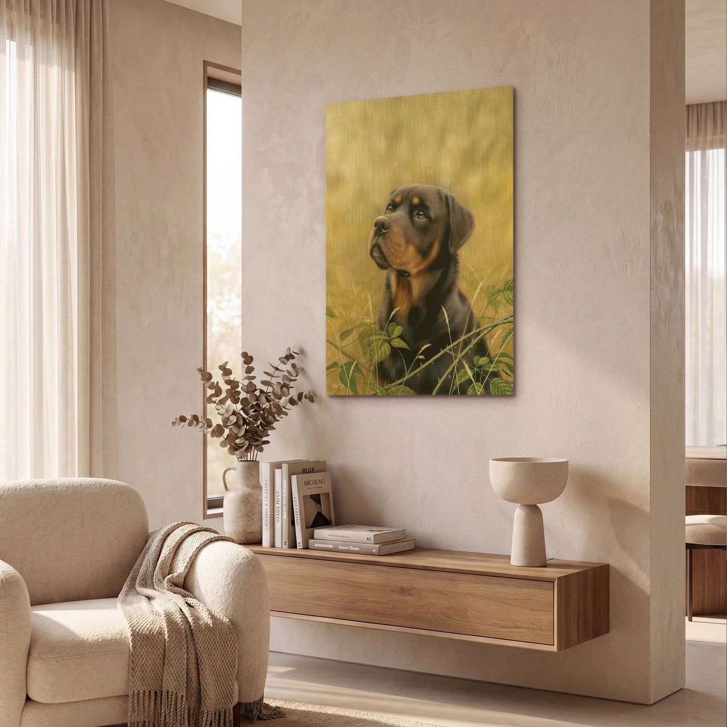 'Rottweiler Spirit Of Loyalty' By John Silver Gold Metal Wall Art