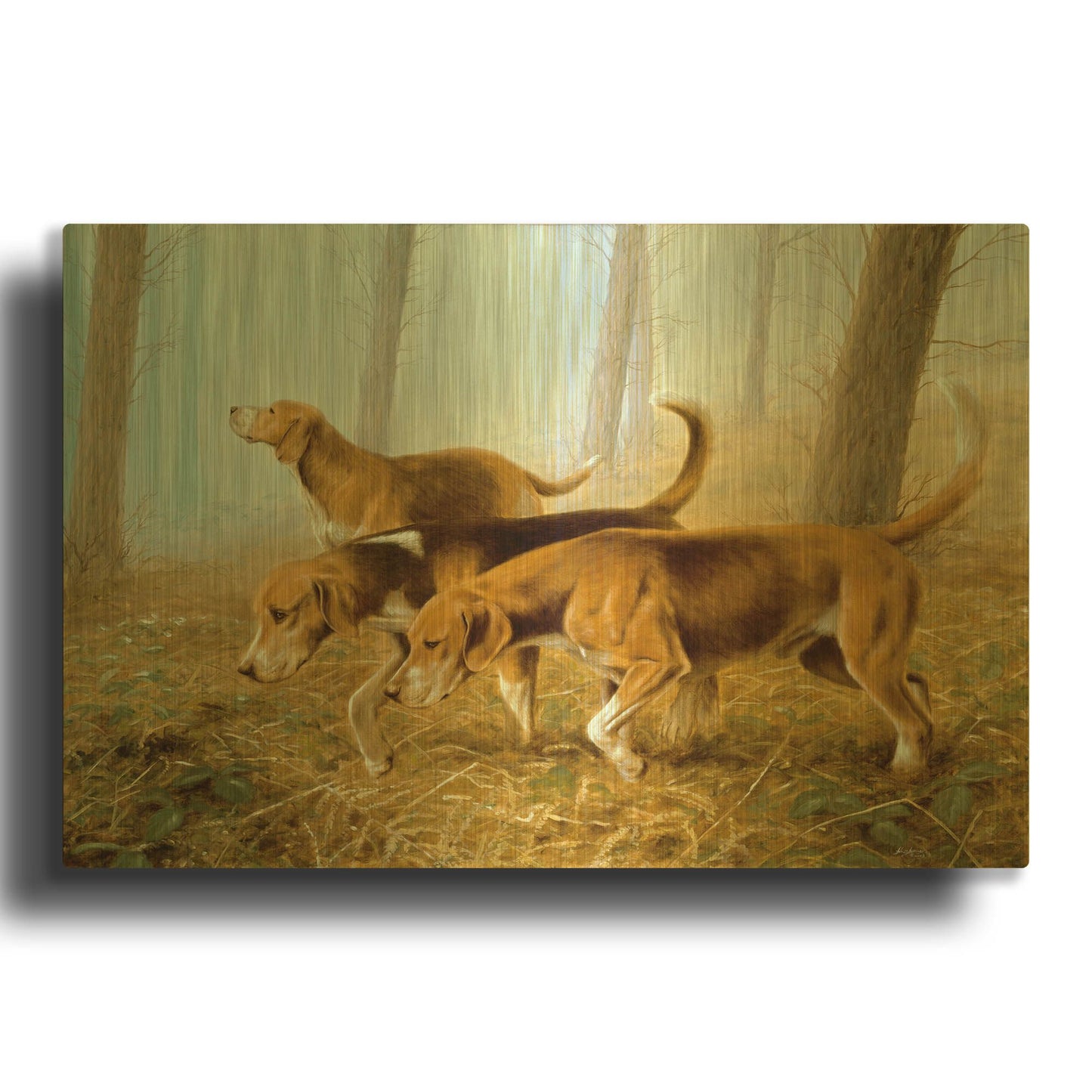 'Explorer Dogs' By John Silver Gold Metal Wall Art