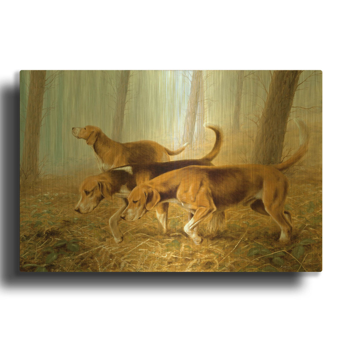 'Explorer Dogs' By John Silver Gold Metal Wall Art