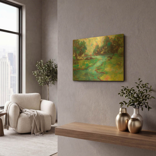 'Landscape in the Park' By Jeanette Vertentes Gold Metal Wall Art