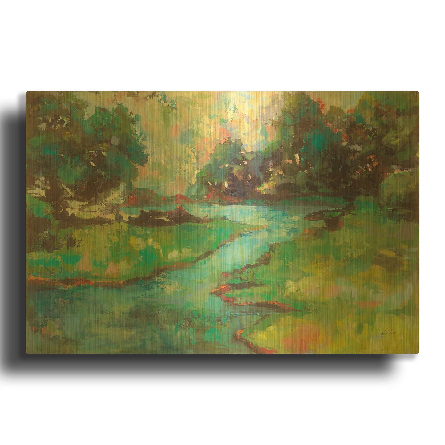 'Landscape in the Park' By Jeanette Vertentes Gold Metal Wall Art