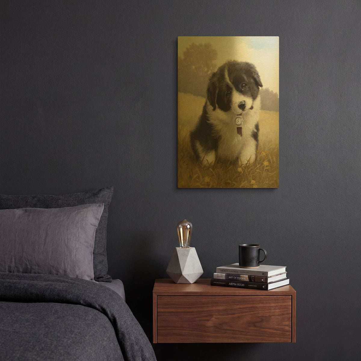 'Border Collie Puppy' By John Silver Gold Metal Wall Art