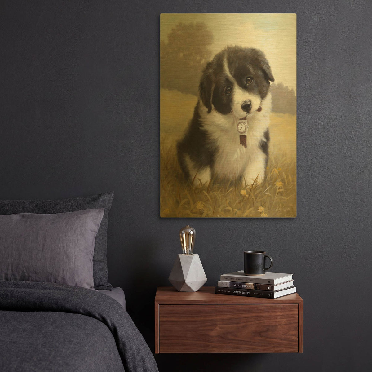 'Border Collie Puppy' By John Silver Gold Metal Wall Art