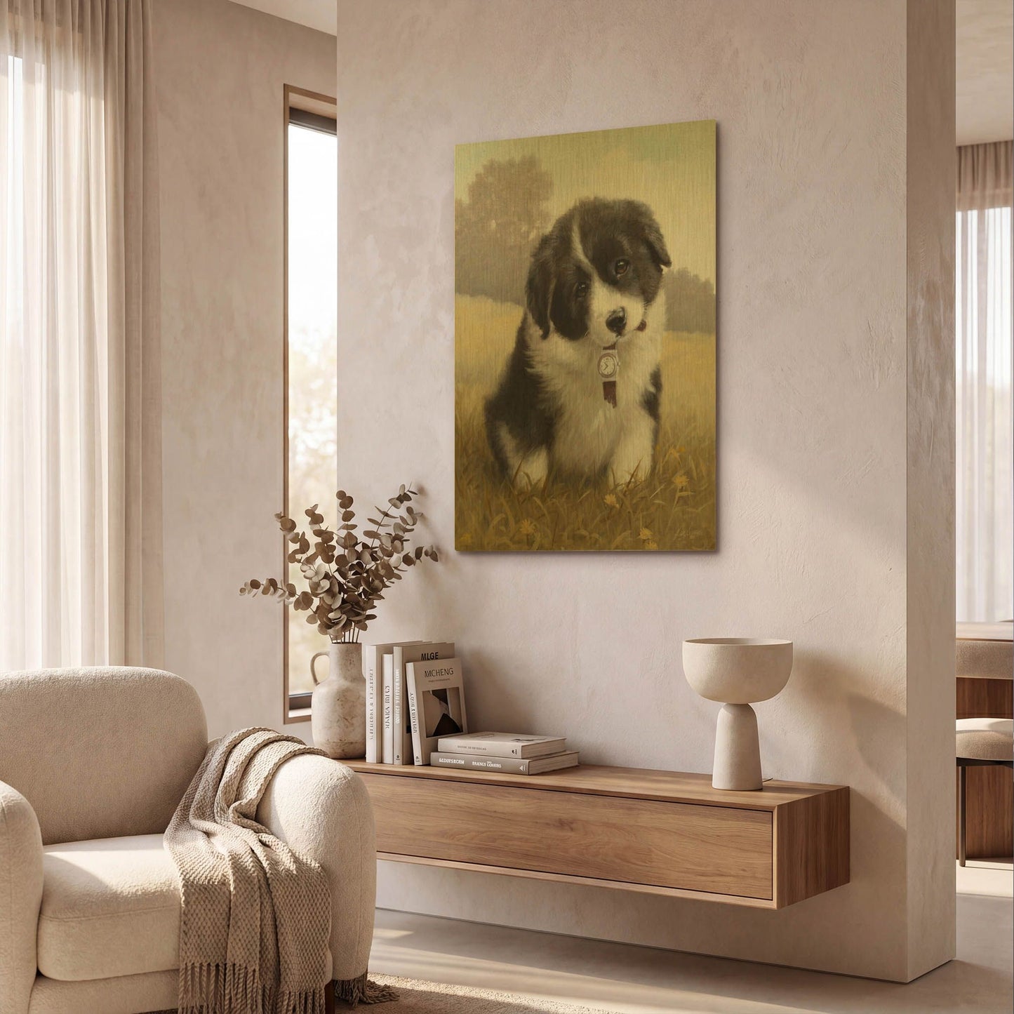 'Border Collie Puppy' By John Silver Gold Metal Wall Art
