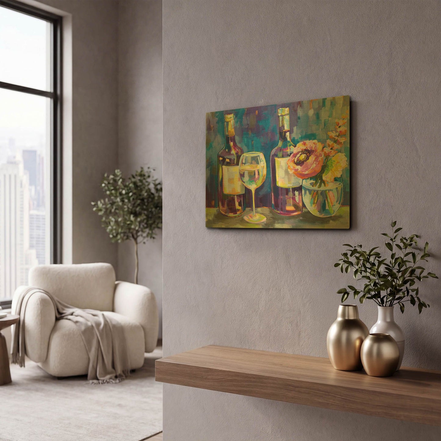 'Floral Party' By Jeanette Vertentes Gold Metal Wall Art