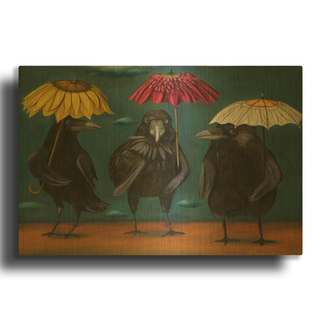 'Ravens Rain' By Leah Saulnier Gold Metal Wall Art